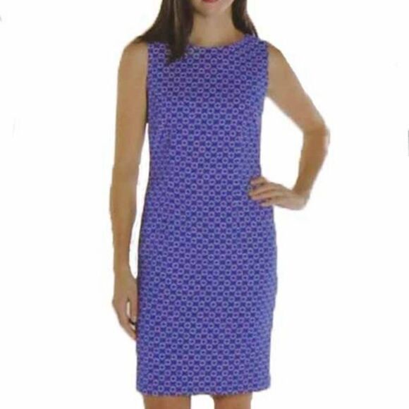Mario serrani blue geometric sheath dress 2 - Picture 1 of 6